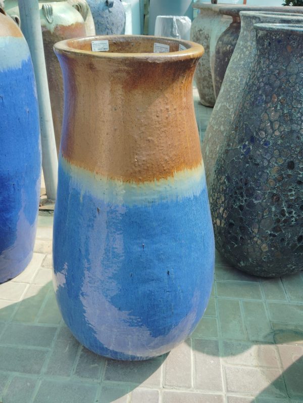 Ancient Brown Blue Ceramic pot