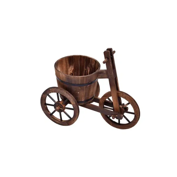 Tricycle Shaped Wooden Flower Plants Vase